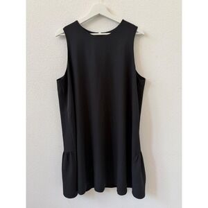 Chelsea28 Black Sleeveless Drop Waist Ruffle Hem Shift Mini Dress XL